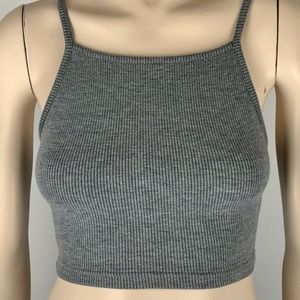 Top Shop grey ribbed top. Size US 2. Like new!